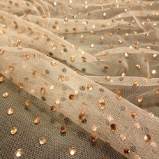 Ткань Сетка с камнями (пудра)